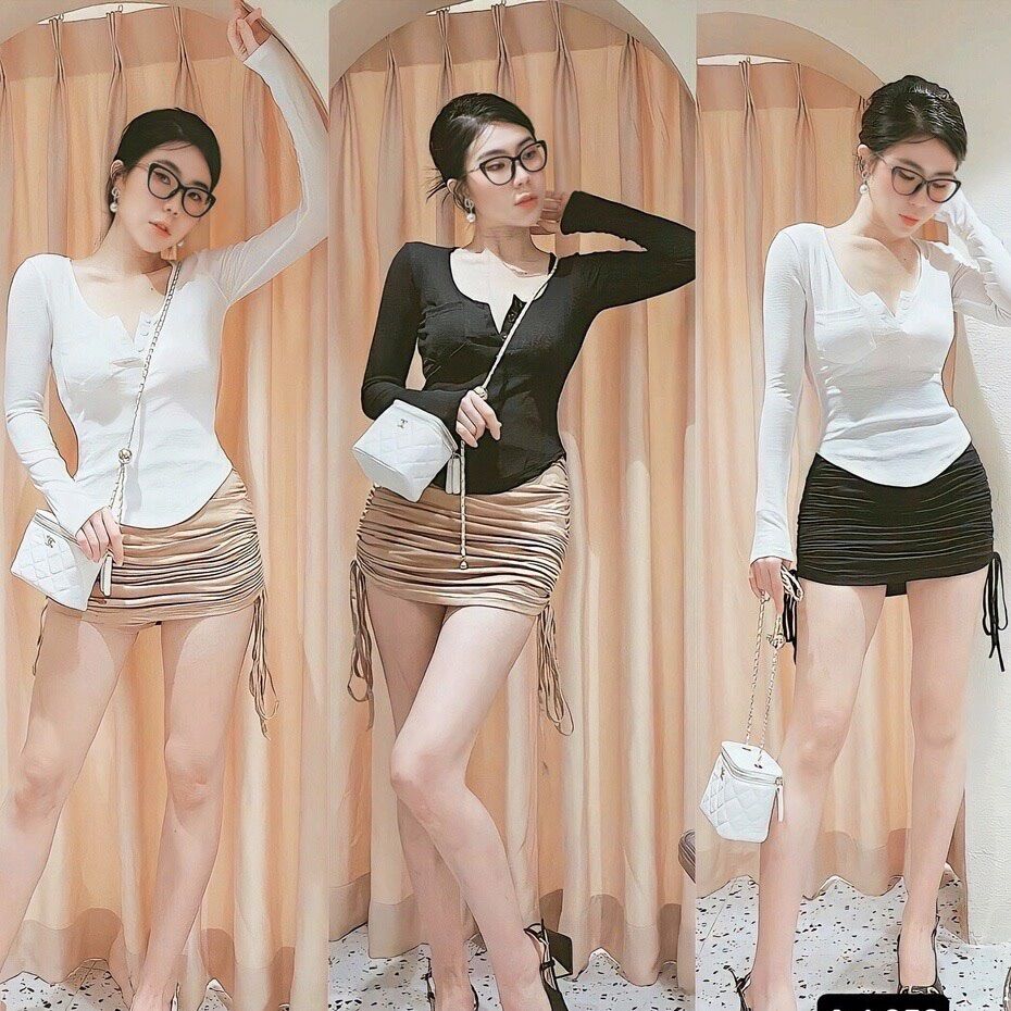 [[NB290]] ÁO KIỂU THUN GÂN PHỐI NÚT BOONG STORE