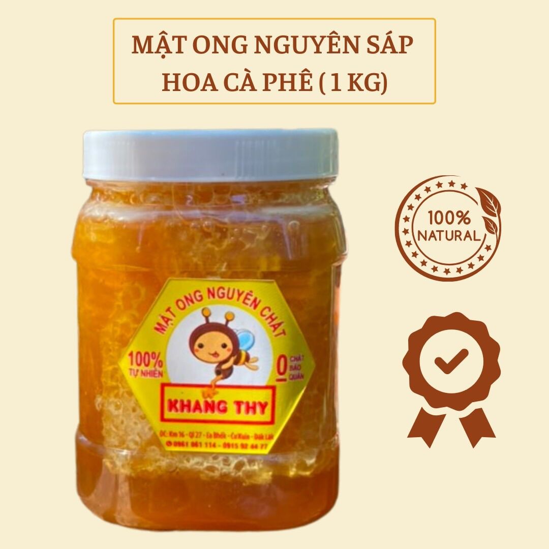 1kg mật ong nguyên sáp hoa cà phê - mật bánh tổ - đảm bảo chất lượng - thích hợp làm quà tặng - mật ong khangthy
