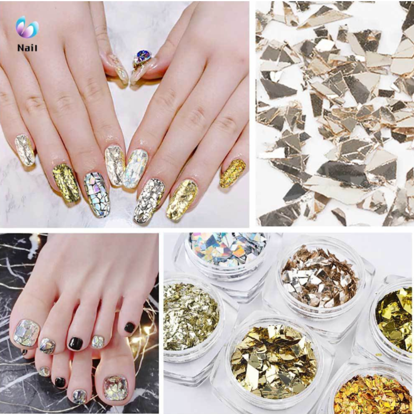 Set xà cừ giấy trang trí móng tay nail ( set 6 màu )