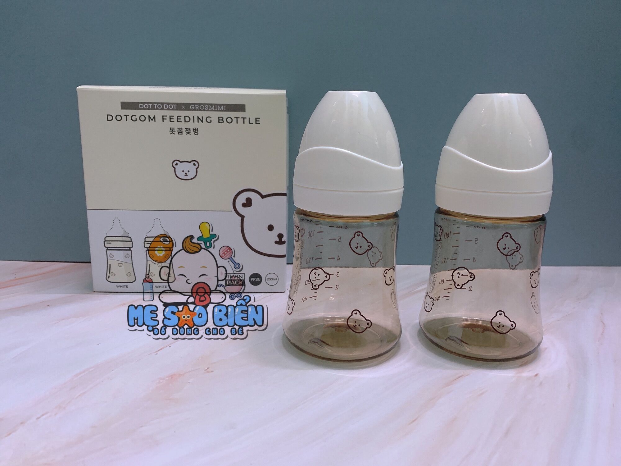 Bình sữa Gấu Olive Tulip nội địa Hàn (bình tách set)