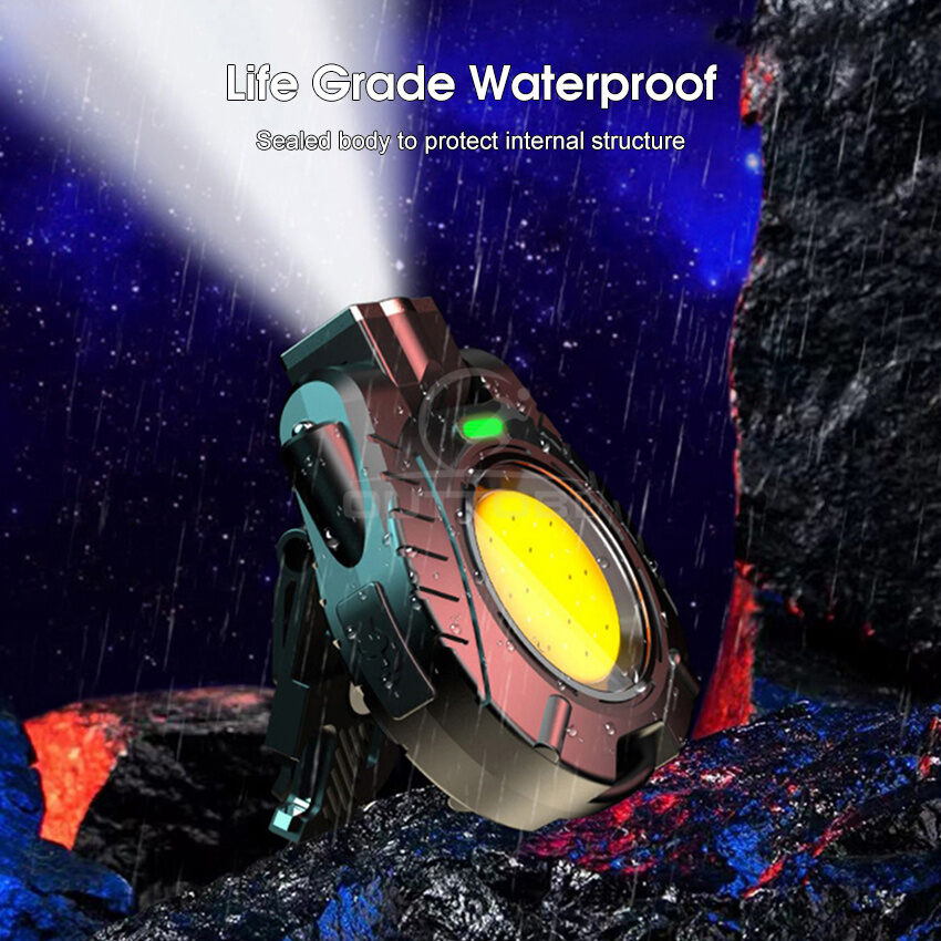 Outtobe Mini Light Portable Cap Light Induction Headlight Multi-Function Lamp Waterproof Work keychain Light USB Rechargeable Flashlight Emergency Lamp for Outdoor Camping Cycling