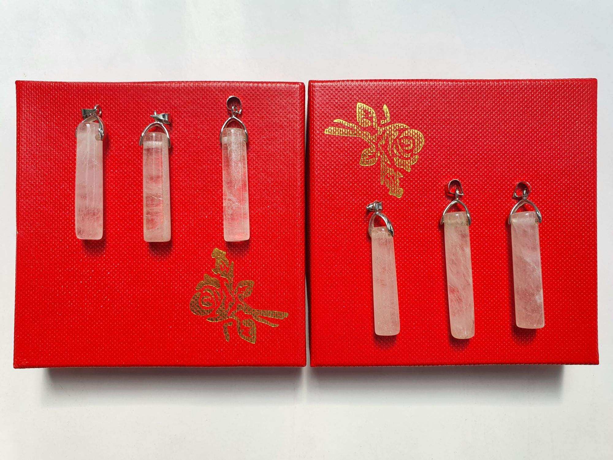 Mặt dây chuyền đá thạch anh trắng hình trụ