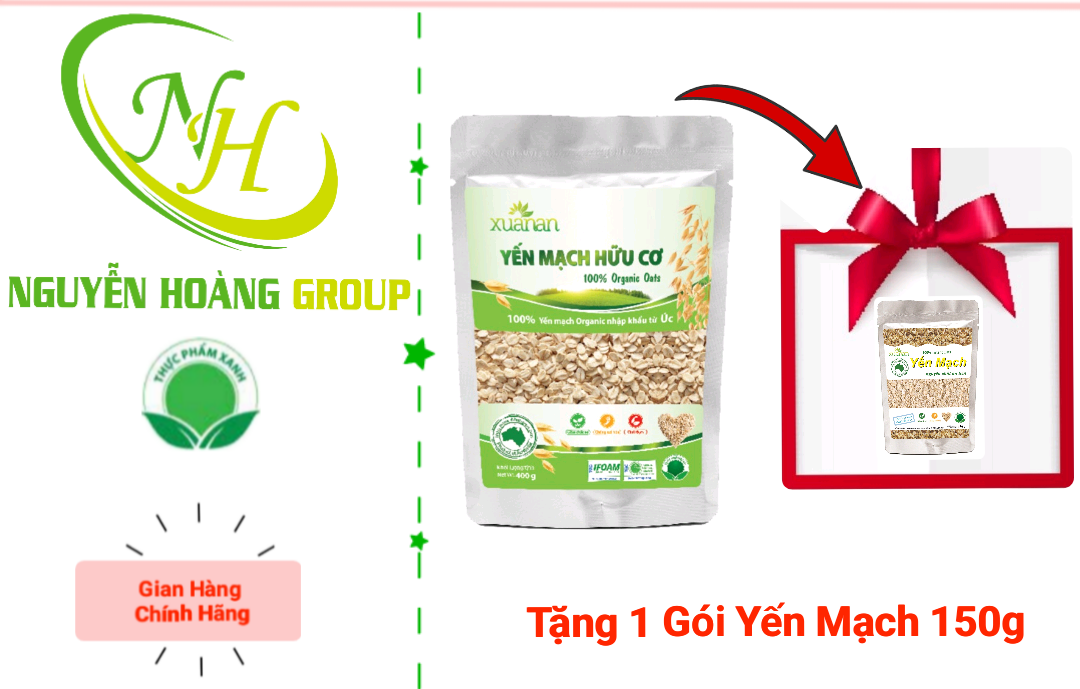 XUÂN AN - Bột Yến Mạch Nguyên Chất Túi 400g( Tặng kèm 1 Gói Yến Mạch 150g)