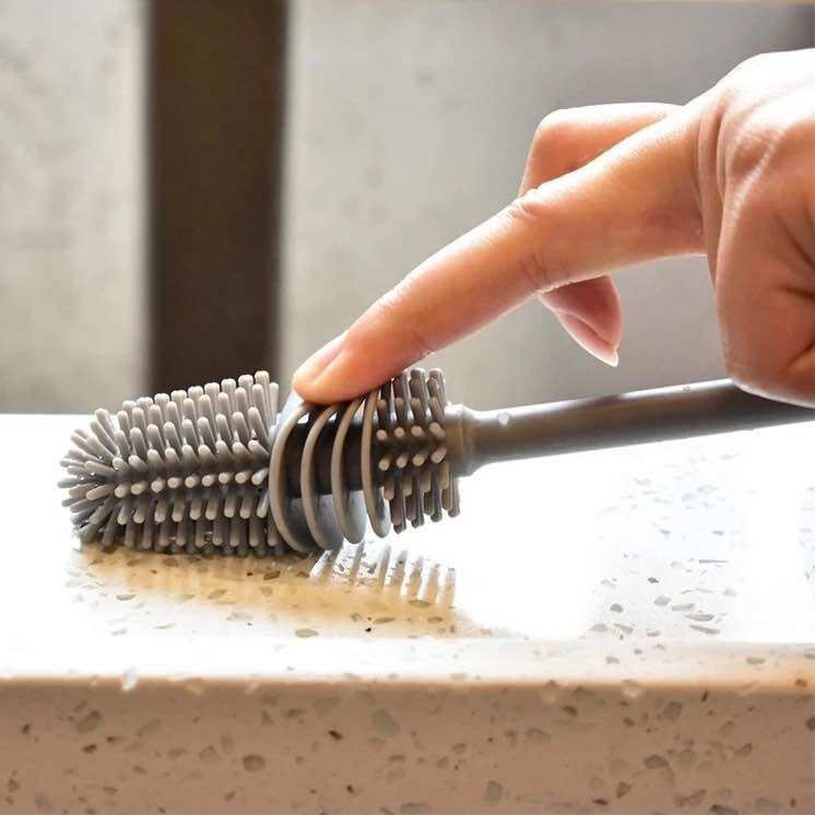 Cây Cọ Rửa Silicon Vệ Sinh Ly Cốc, Bình Sữa Cán Dài
