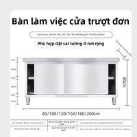 JINTONGCAIZI | Bàn Làm Việc Bếp Inox Hình Chữ Nhật Dài Có Cánh Lùa