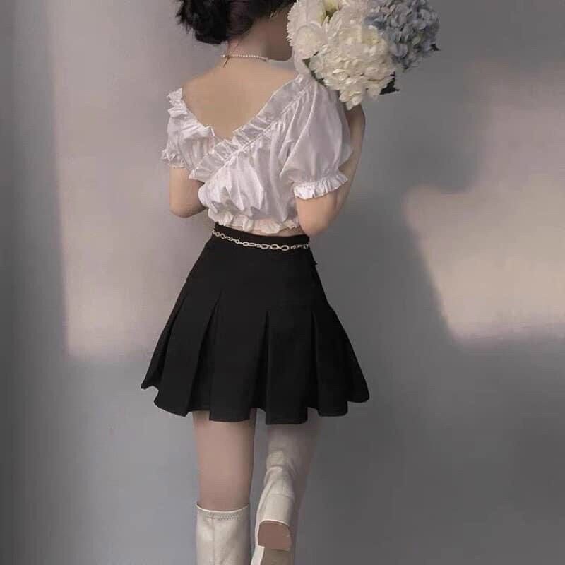 Áo croptop vai phối ren A22+