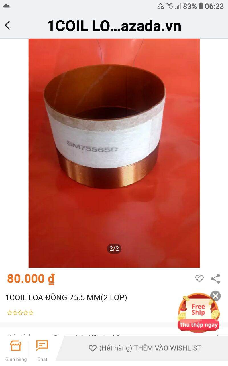 1COIL LOA ĐỒNG 75.5 MM(2 LỚP)