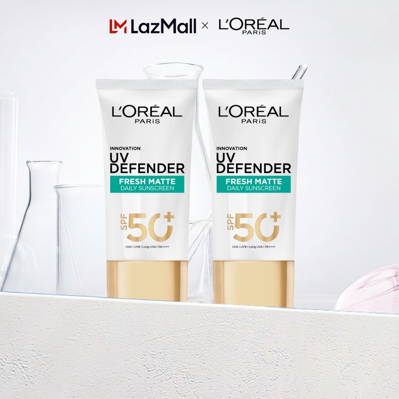 Bộ 2 kem chống nắng Mịn Nhẹ Bảo vệ da L’Oreal Paris UV Defender SPF 50+ PA++++ Kiềm dầu thoáng mịn 50mlx2