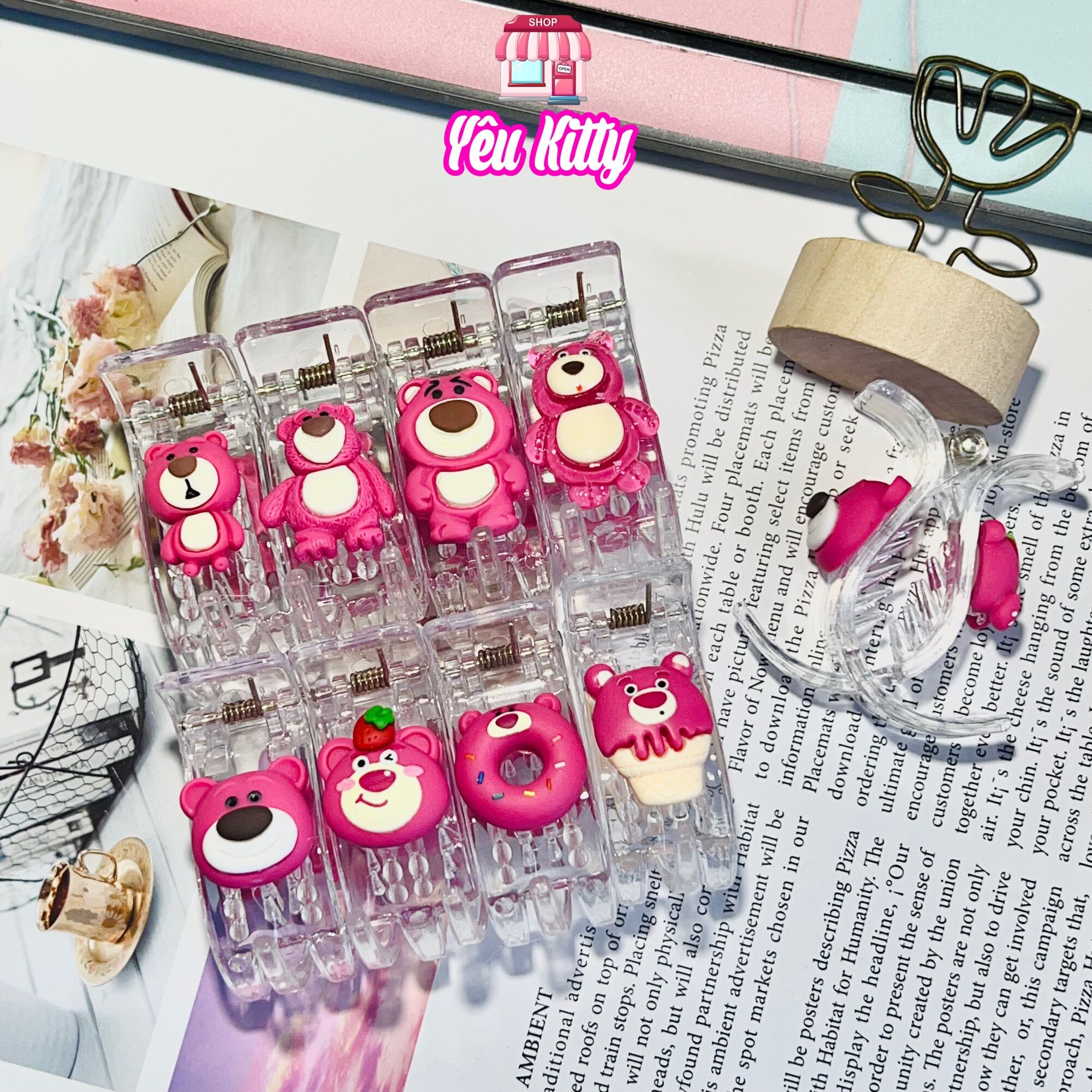 Kẹp tóc càng cua 3 răng gấu dâu lotso
