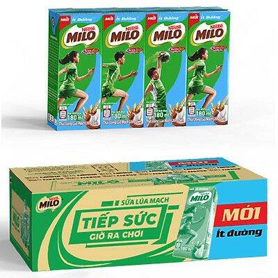 Thùng 48 hộp milo ít đường 180 ml