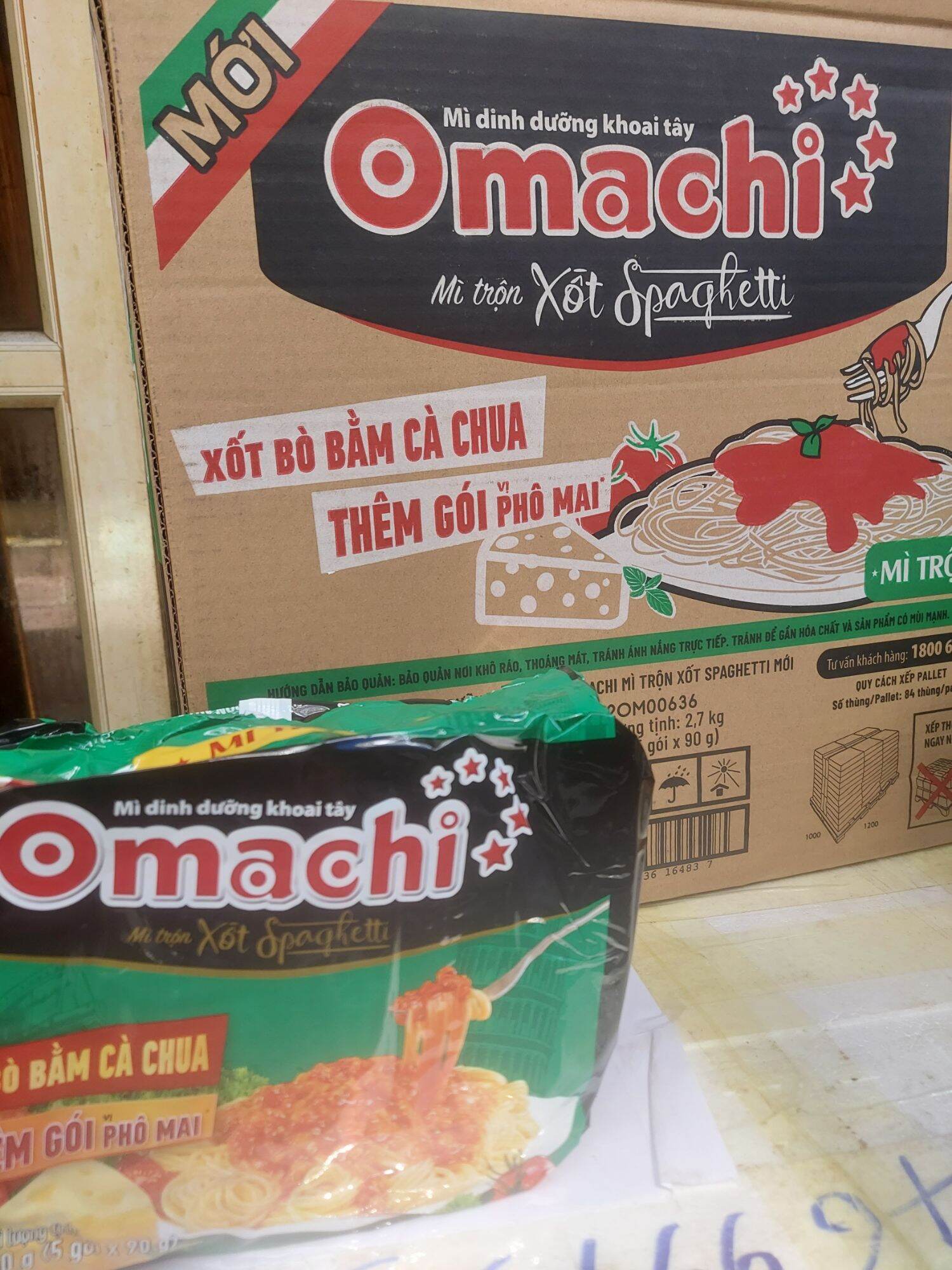 Mì omachi trộn xốt spaghetti thùng 30 goi