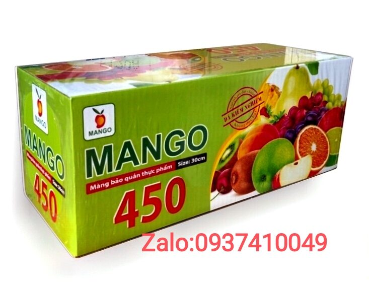 Màng bọc thực phẩm pe,có sẵn dao cắt (Mango 450) size 30cm