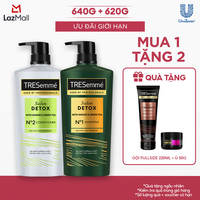 Combo Dầu Gội, Dầu Xả TRESemmé Salon Detox Cho Tóc Sạch Sâu Gừng Và Trà Xanh Dưỡng Tóc Chắc Khỏe 640g, 620g