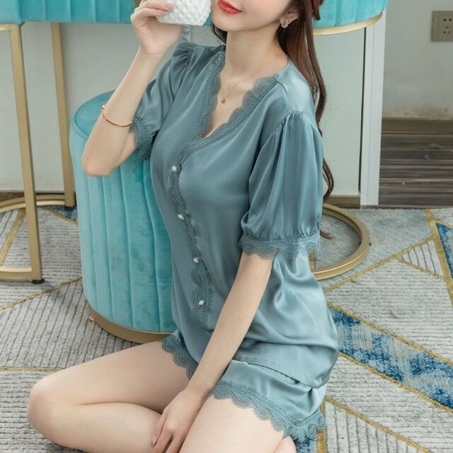 Bộ lụa phối ren cao cấp mềm mát mịn - h99