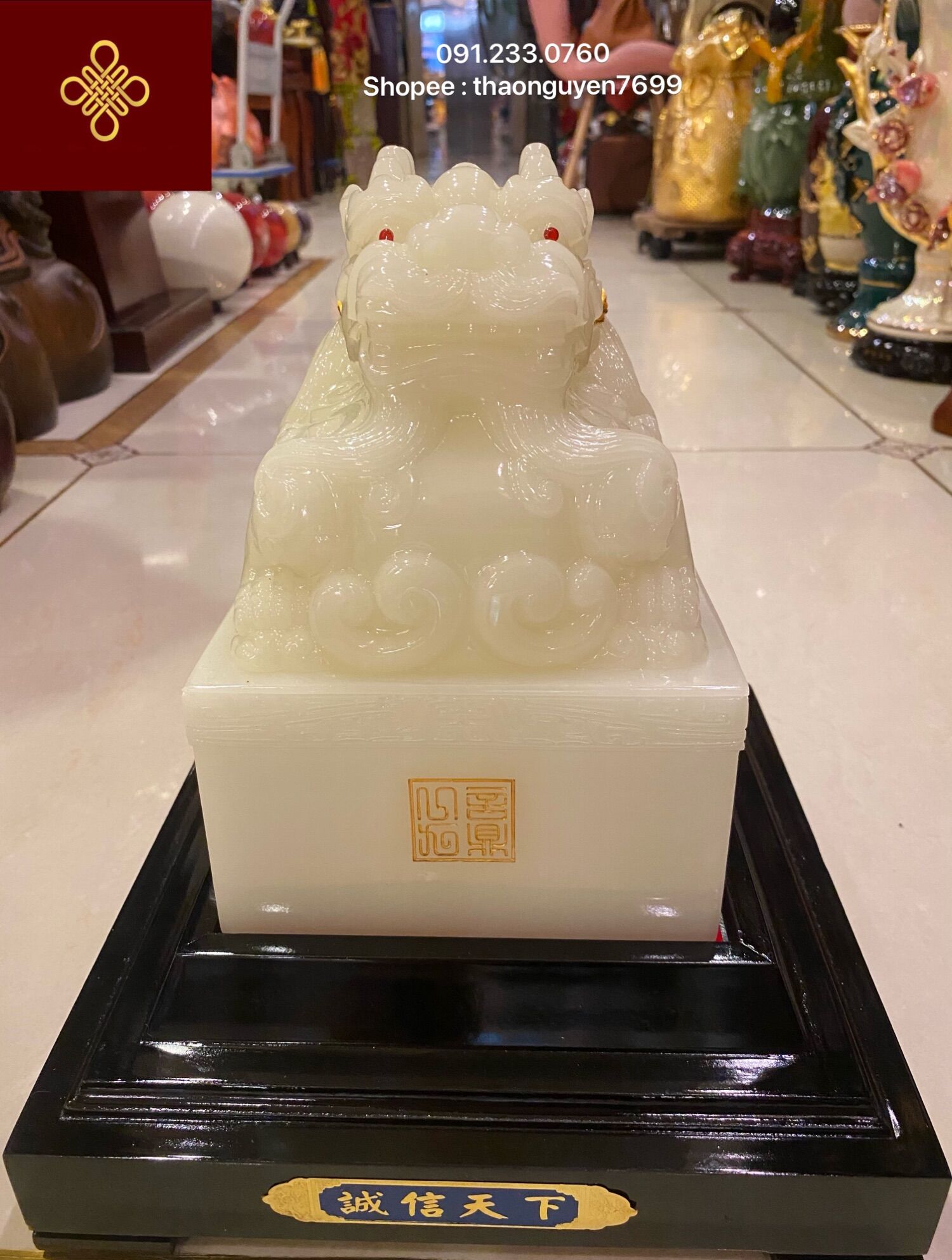 Ấn Thăng Quan màu bạch ngọc phong thuỷ