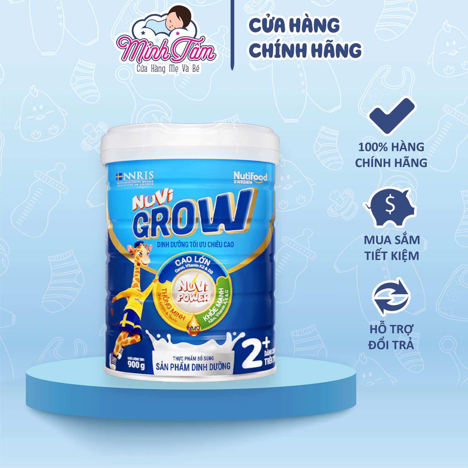 Sữa bột Nutifood Nuvi Grow 2+ (900g)