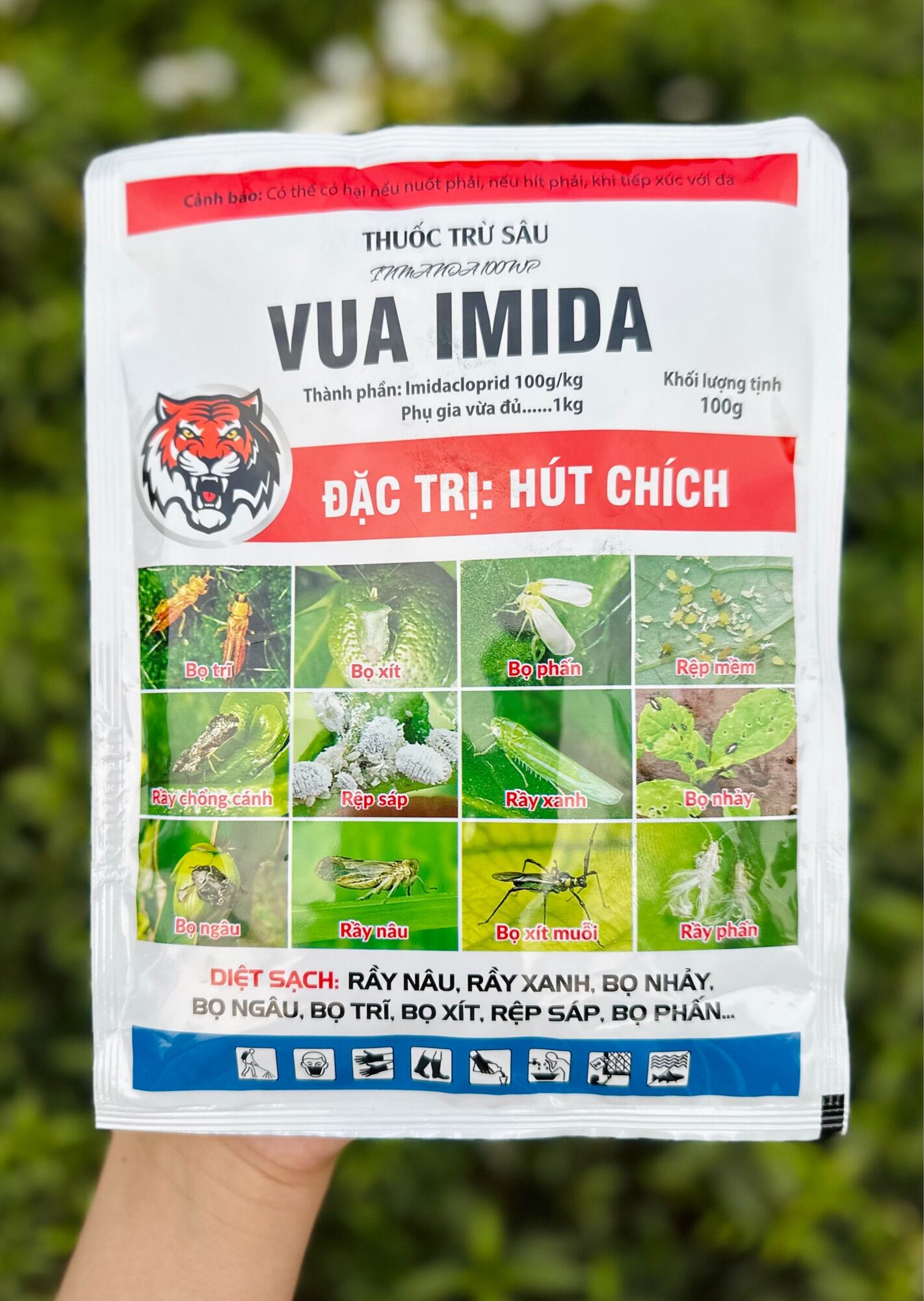 Thuốc trừ sâu VUA IMIDA gói 100g (Imidacloprid 100g/kg) Diệt sạch rầy nâu, rầy xanh, bọ nhảy, rệp mềm, bọ ngâu, bọ trĩ, bọ xít, rệp sáp, bọ phấn,..