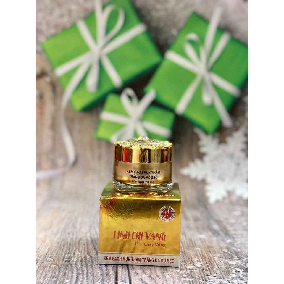 Kem sạch mụn thâm, trắng da, mờ sẹo linh chi vàng 25g