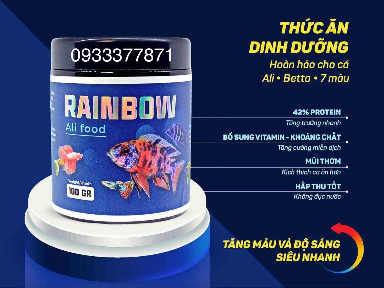 Thức Ăn Rainbow Lên Màu Cho Cá Ali và các loại cá cảnh 100g - HÀNG CÔNG TY