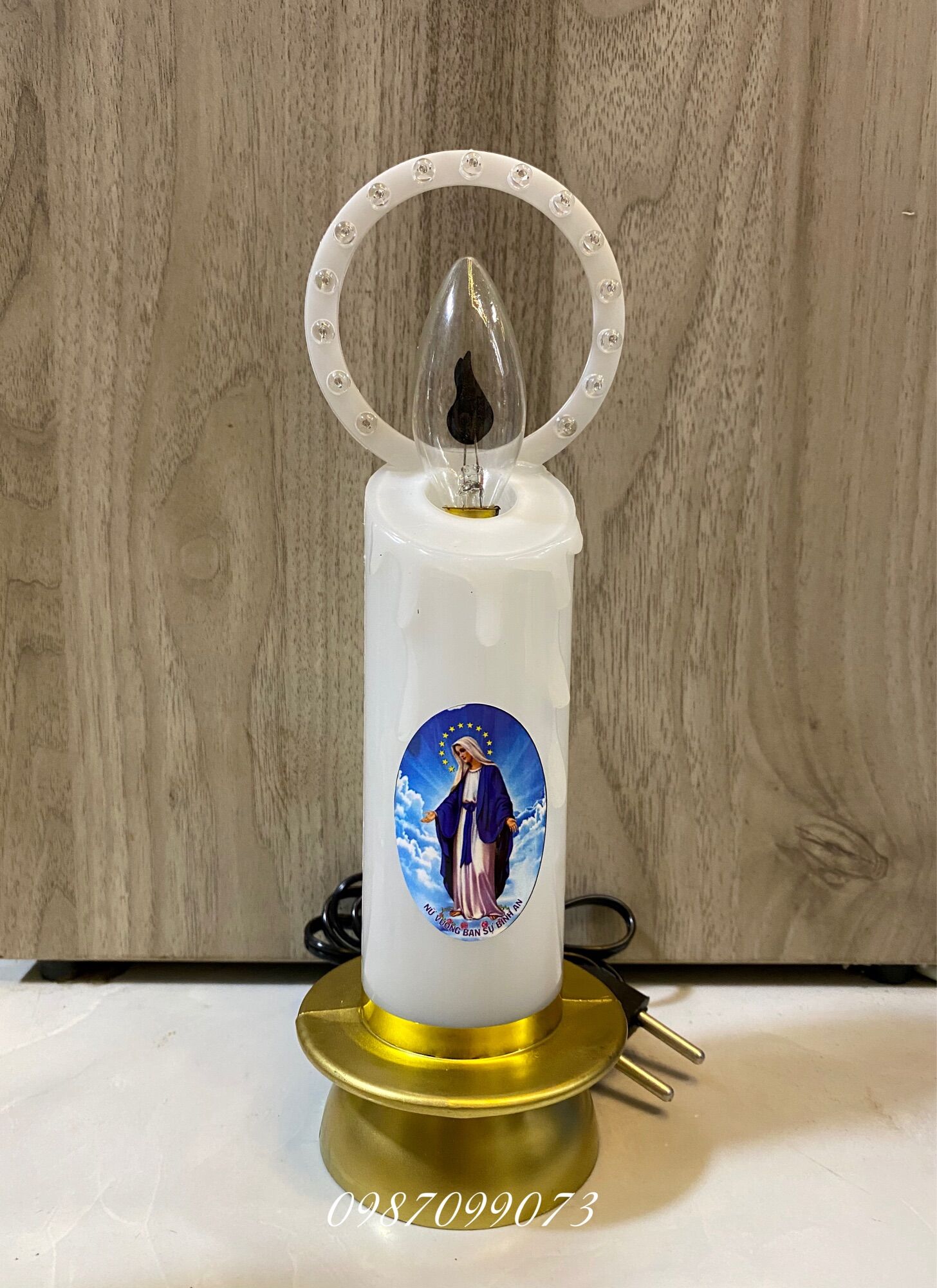 Đèn thờ Công Giáo Vòng hào quang led - Đèn nến sử dụng bóng lửa