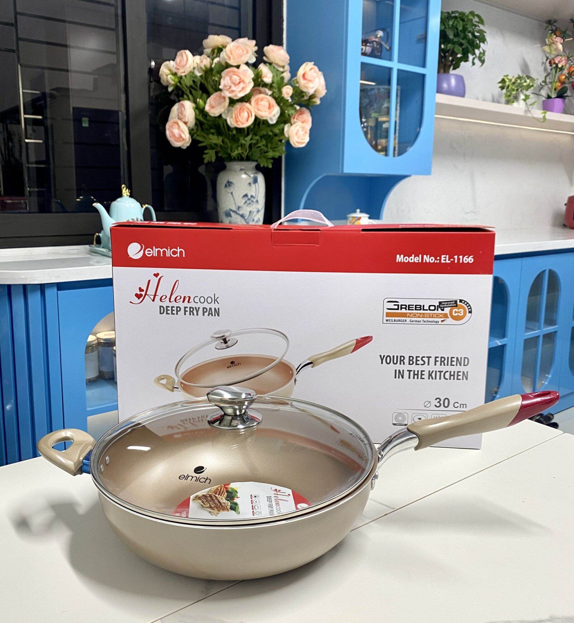 Chảo chống dính sâu lòng Elmich đáy từ EL-1166 Helen 30cm