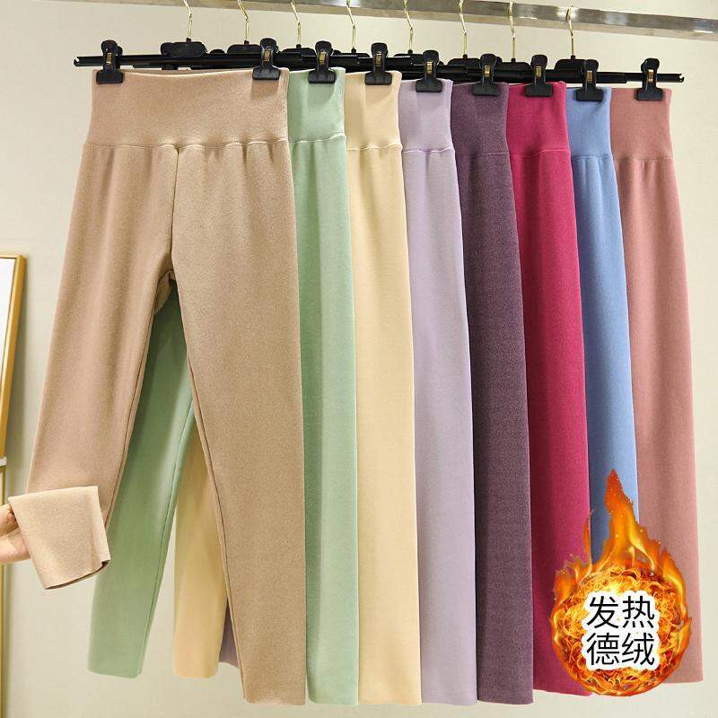 Quần giữ ấm tự phát nhiệt denhung quần thu lót lông ôm sát mặc trong mùa đông cho nữ quần len cotton quần mặc trong quần mặc trong không đường may cạp cao
