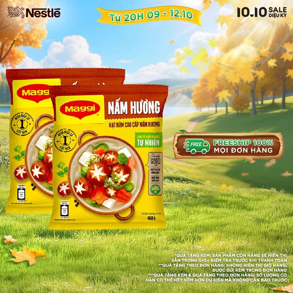[ƯU ĐÃI THÁNG 10] [FREESHIP TOÀN QUỐC] Combo 2 Bịch Hạt Nêm Nấm Hương MAGGI 450g