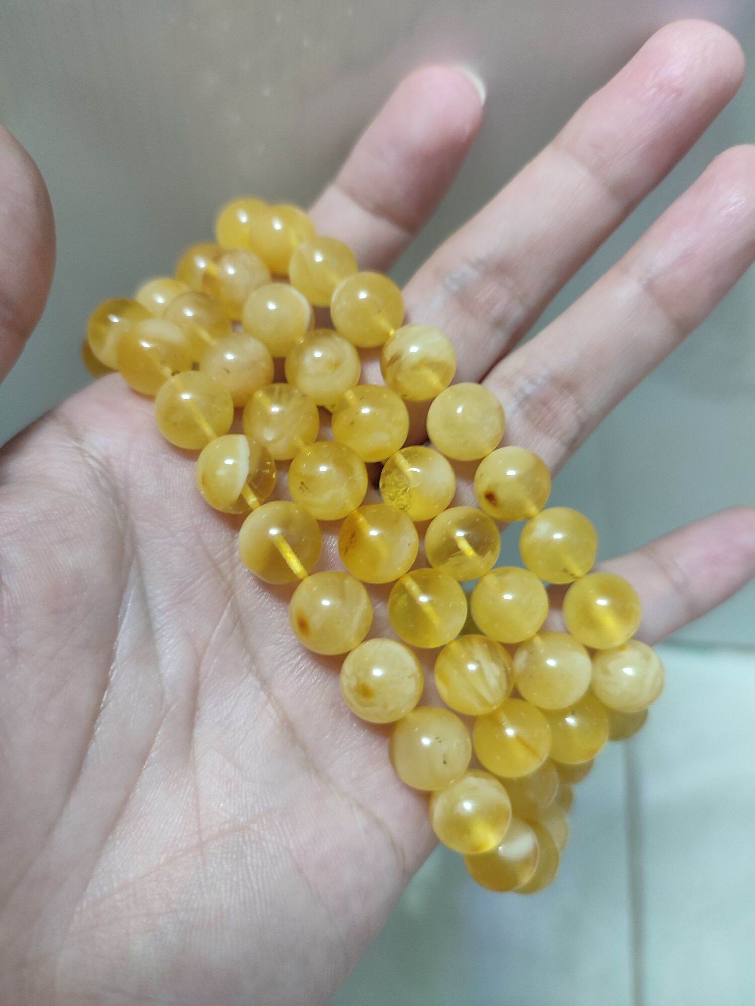 Vòng tay hổ phách vàng mật lạp 9ly