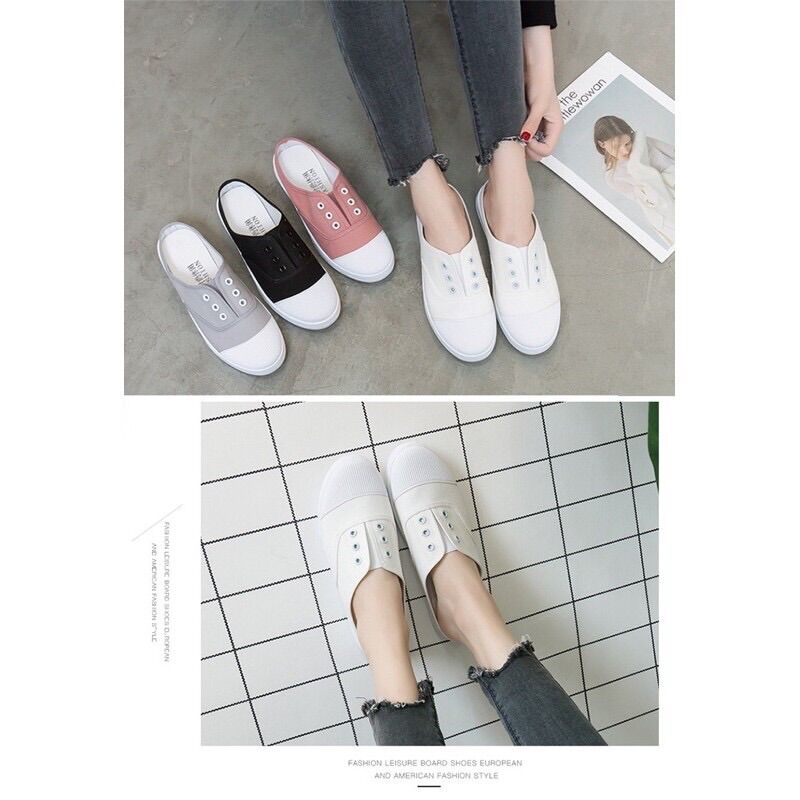 Giày bata đạp gót ☘️FREESHIP☘️giày vải canvas trẻ trung
