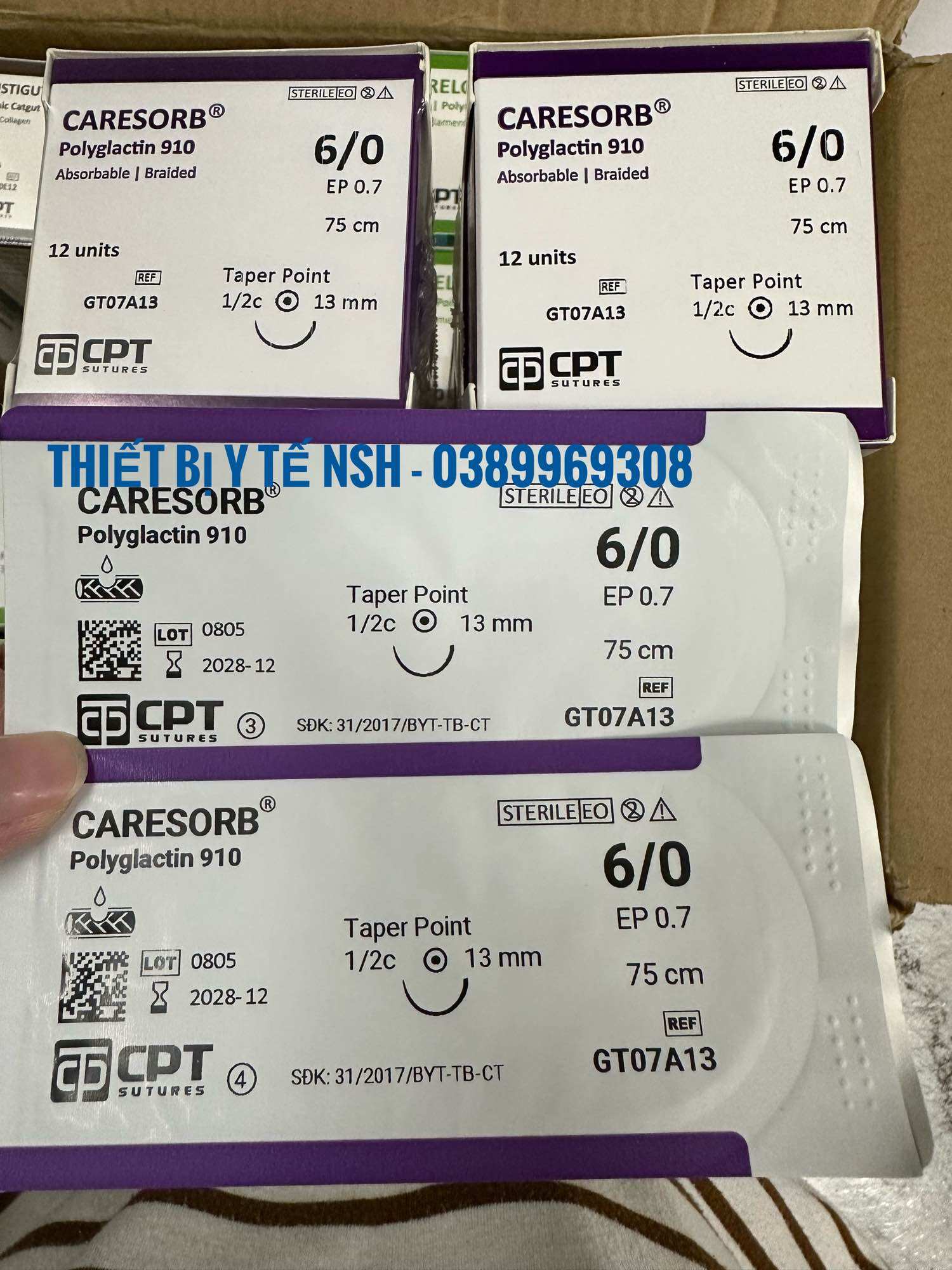 ❤️ chỉ khâu phẫu thuật tự tiêu cpt caresorb polyglactin 910 số 6/0 chỉ khâu phẫu thuật y tế tự tiêu tan caresorb cpt số 6/0 - dòng tương tự chỉ vicryl