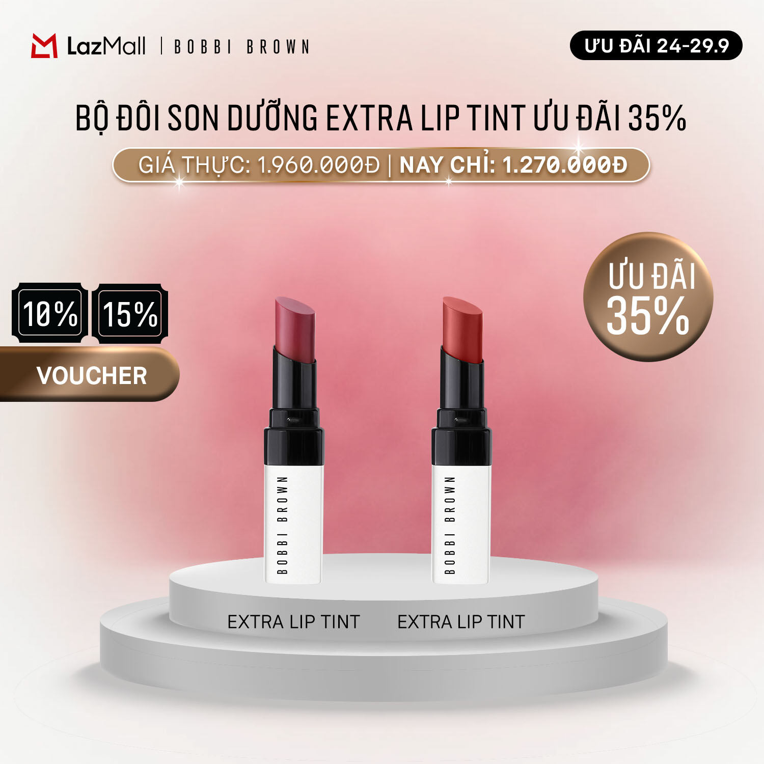 [ƯU ĐÃI 24-29.9] Bobbi Brown - Bộ 2 món: Bobbi Brown Extra Lip Tint | Son dưỡng cấp ẩm, giúp môi căng mọng