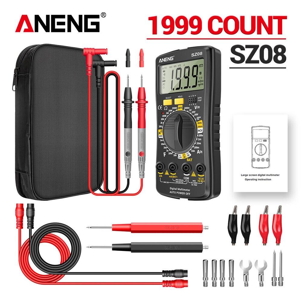 Aneng sz08 kỹ thuật số siêu mỏng vạn năng lưu trữ chuyên nghiệp Meter Auto Vôn kế AC DC 220V kháng handhold testers