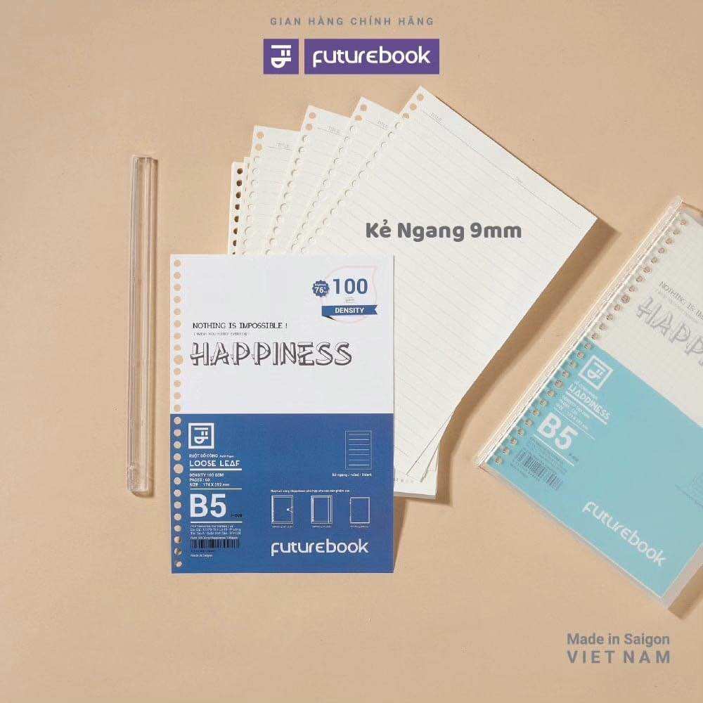 Giấy Refill ruột sổ còng Binder Happiness B5 26 chấu dòng kẻ caro chấm dot kẻ ngang cornell, làm sổ tay Planner, văn phòng phẩm FUTUREBOOK