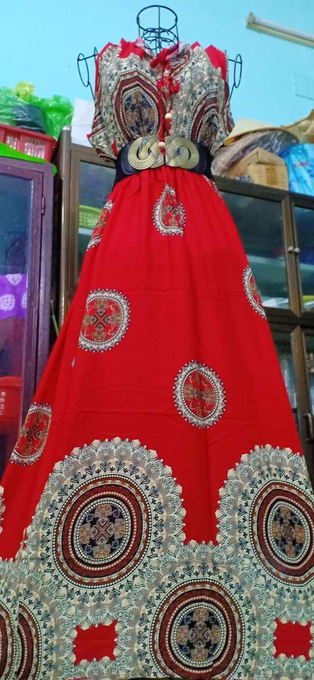 Đầm maxi họa tiết