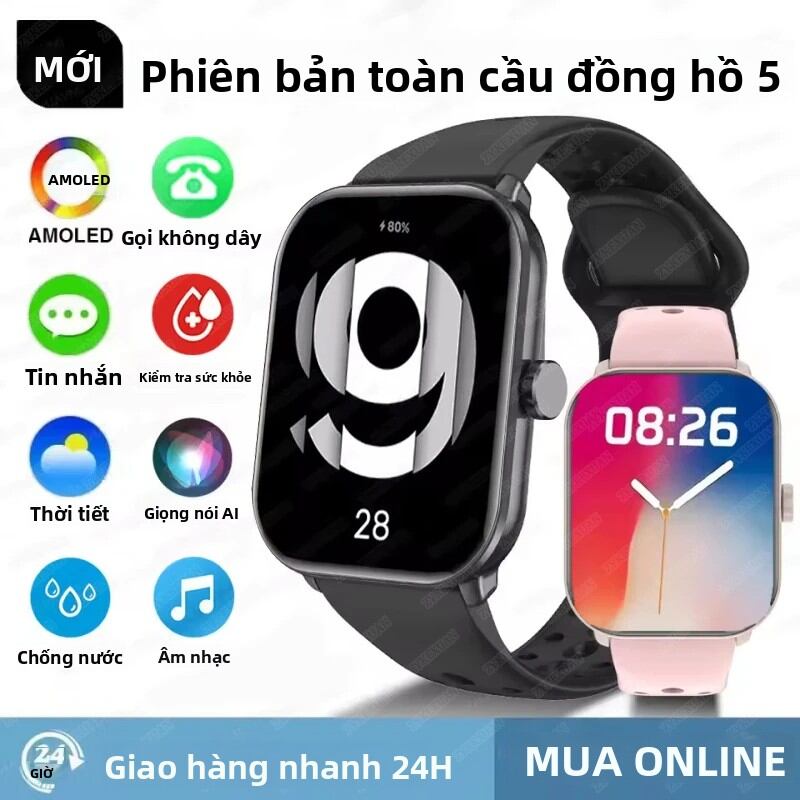 Đồng Hồ Thông Minh Phiên Bản Toàn Cầu Mới 2026 Dành Cho Nam & Nữ, Màn Hình AMOLED HD, Theo Dõi Nhịp Tim, Gọi Bluetooth, Định Vị GPS, Chống Nước, Theo Dõi Thể Thao