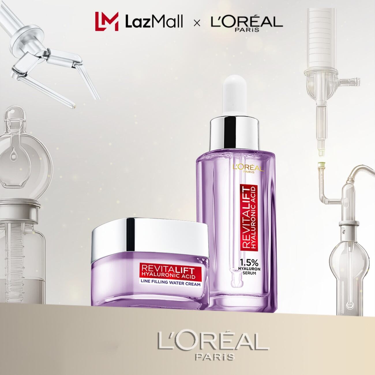 Bộ Serum 30ml và kem dưỡng 15ml siêu cấp ẩm giảm nếp nhăn L'Oreal Paris Revitalift Hyaluronic Acid 1.5%