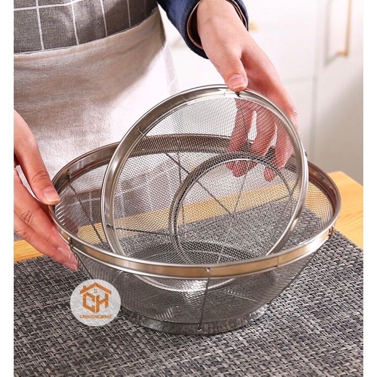 Rổ lưới inox 25cm có viền cao cấp