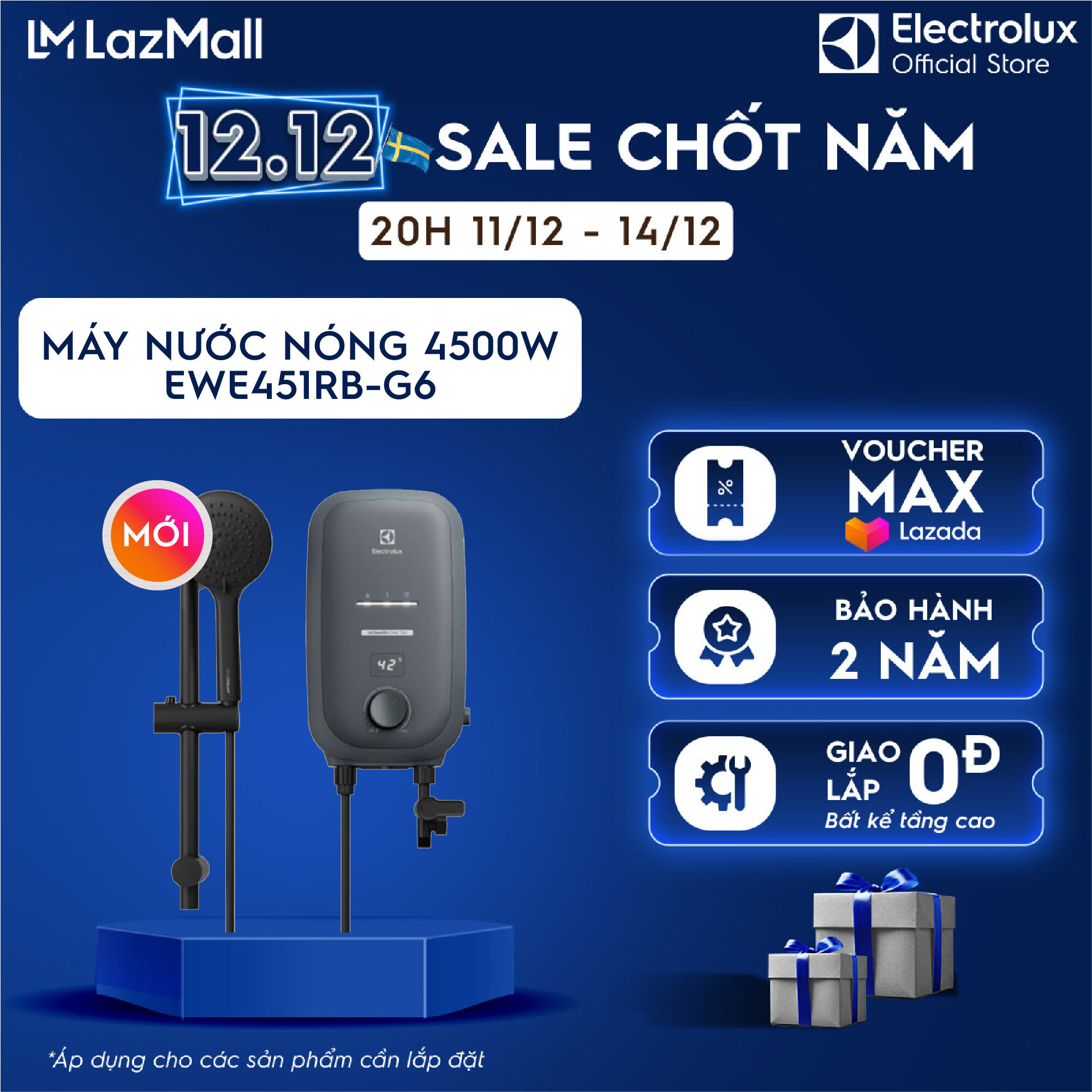  Máy nước nóng trực tiếp Electrolux EWE451RB-G6 - Bơm trợ lực màn hình led 