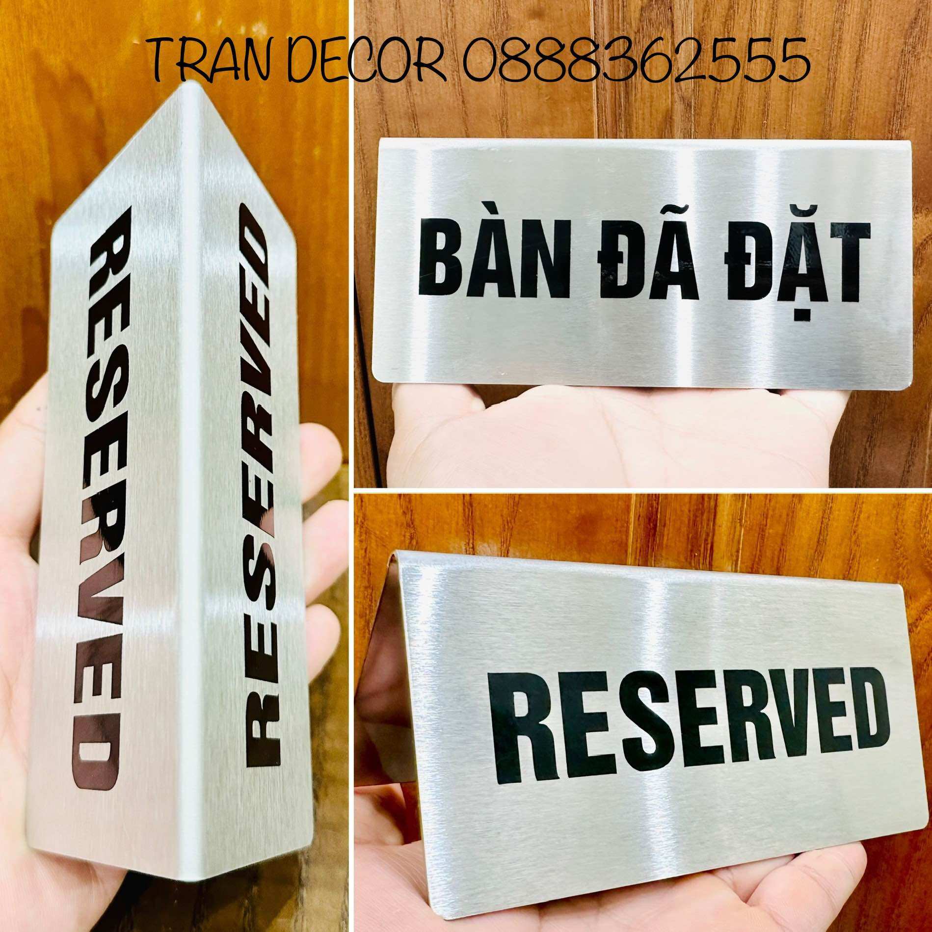 Biển không hút thuốc, biển cấm hút thuốc ,No smoking để bàn loại cao cấp bằng inox 304
