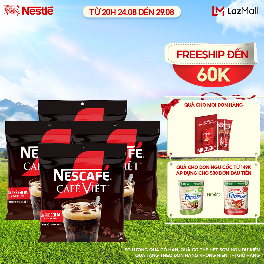 Combo 4 túi cà phê hòa tan nescafé café việt cà phê đen đá