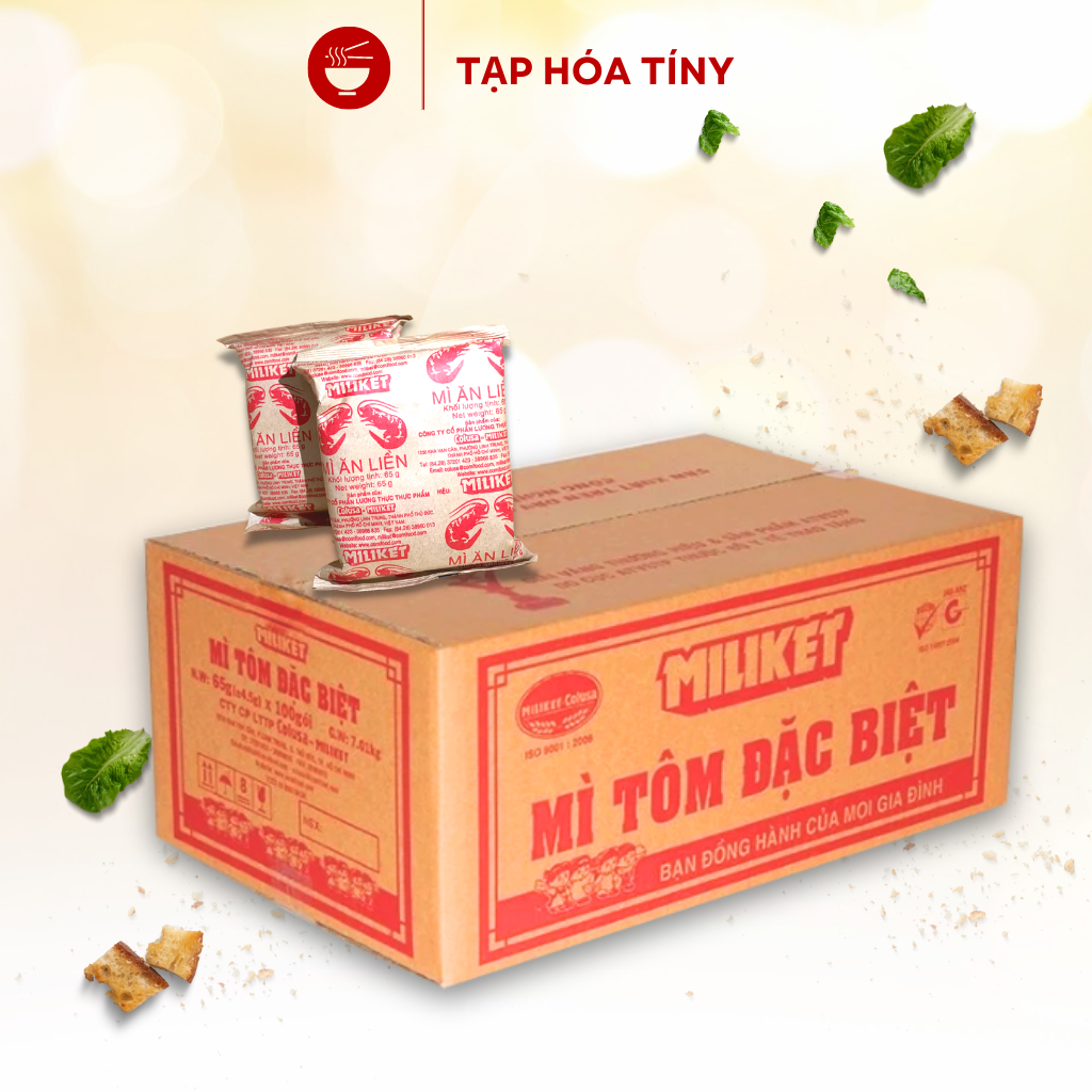 Mì MILIKET 2 Tôm gói 65g - thùng 30 gói