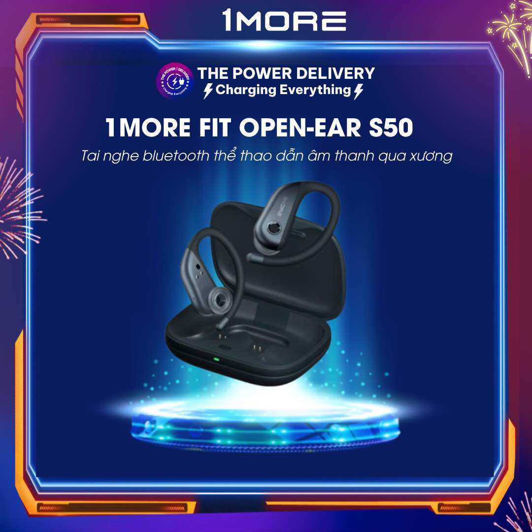 Tai nghe bluetooth thể thao dẫn truyền âm thanh qua xương 1more fit s50 4 micrô, ipx7, sạc nhanh, pin 38h - bảo hành 12t
