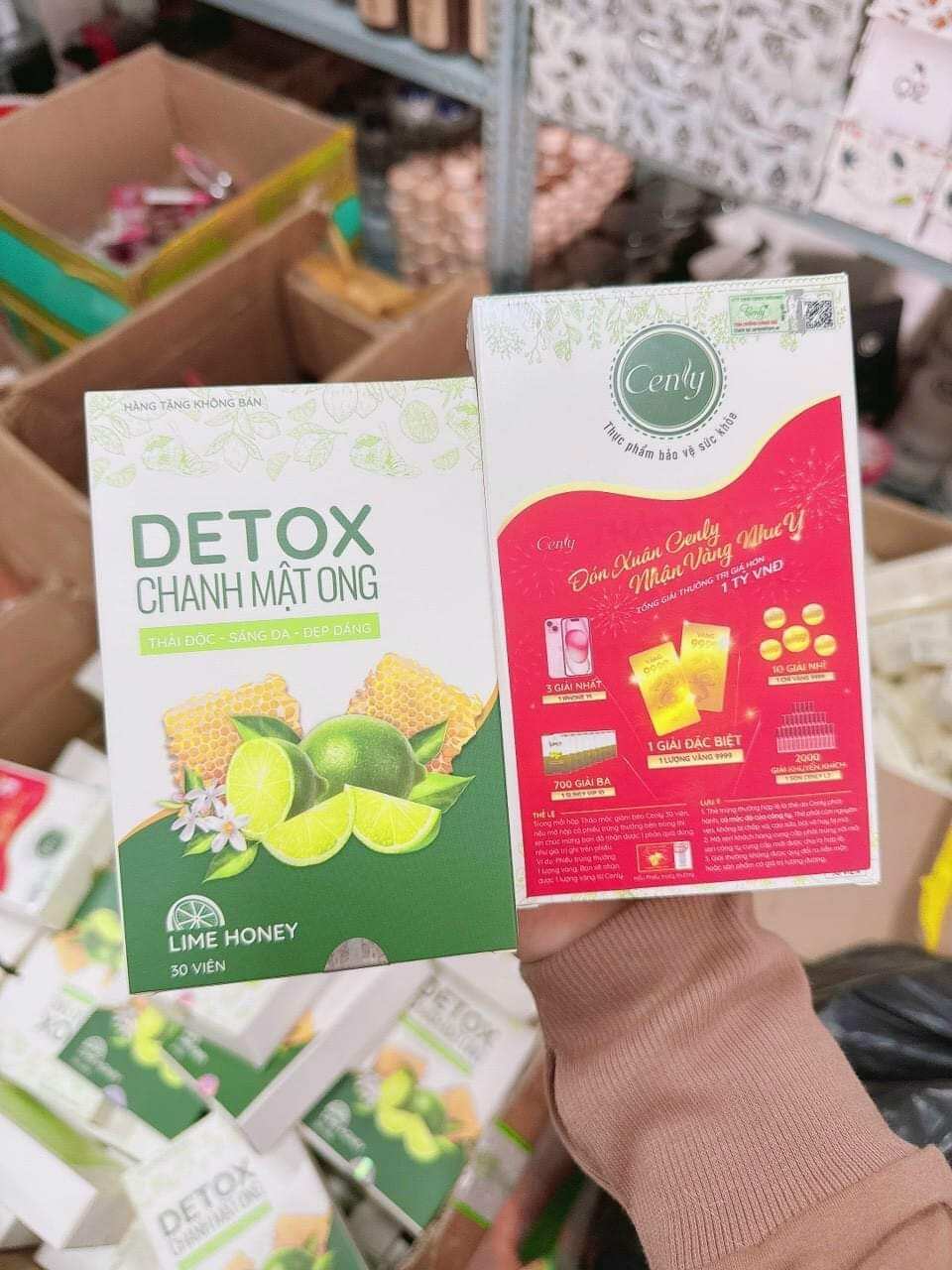 Trà giảm cân CENLY tặng kèm detox 30 viên MẪU MỚI tem check chính hãng