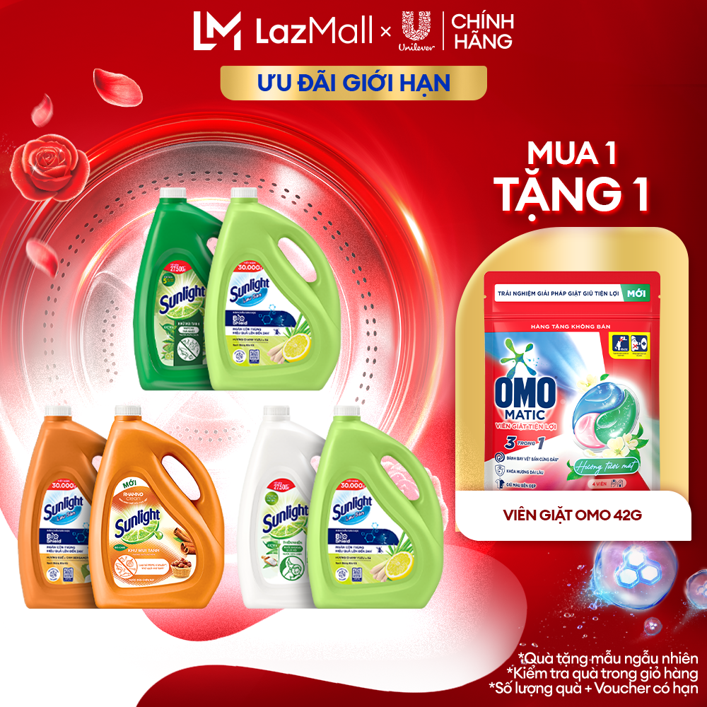 Combo Nước rửa chén + Nước lau sàn Sunlight can 3.5/3,6kg