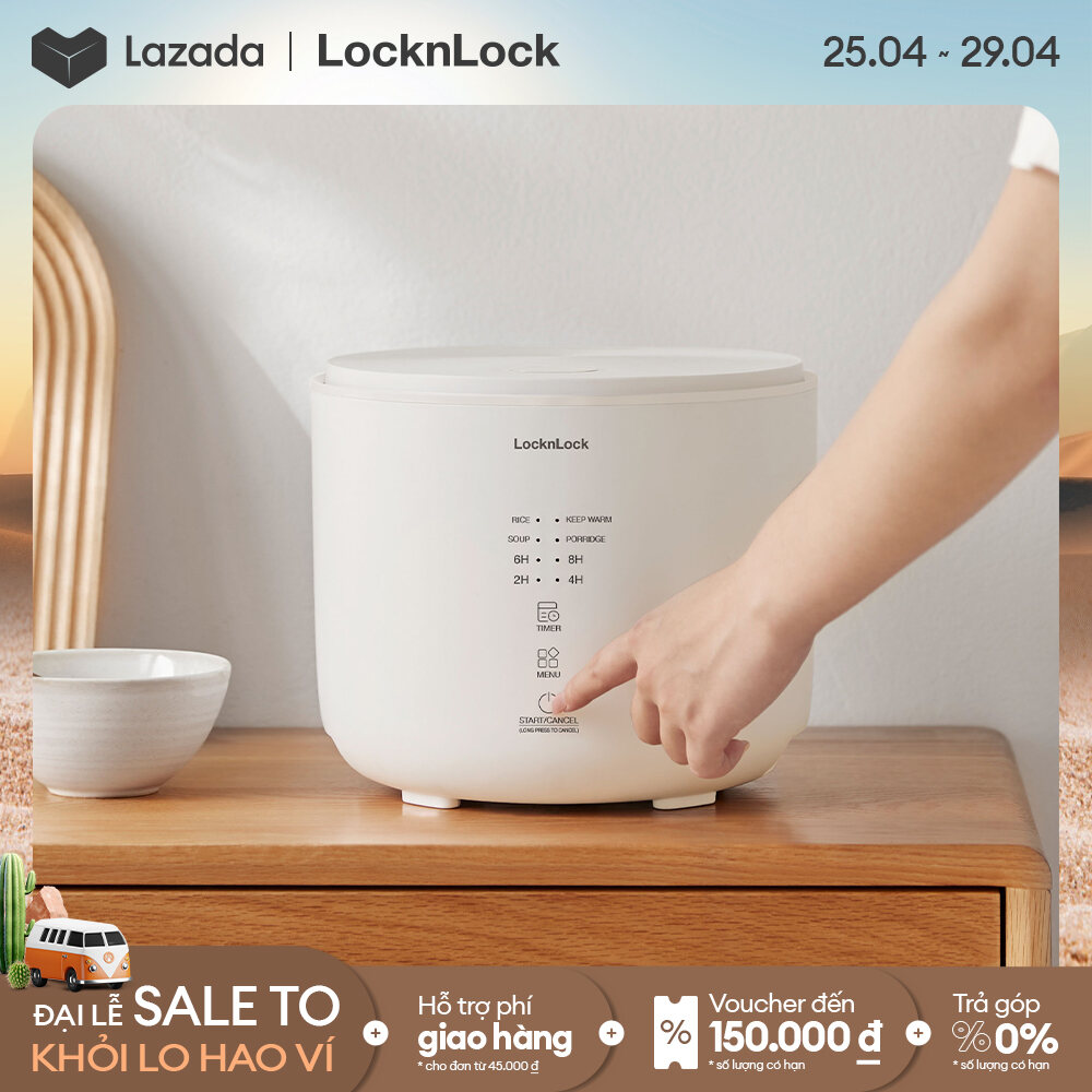 [Voucher 100K] Nồi cơm điện đa chức năng Lock&amp;Lock Bianco Donggeurami rice cooker 1L- Màu ngà EJR334IVY - đa chế độ nấu giữ ấm 24h