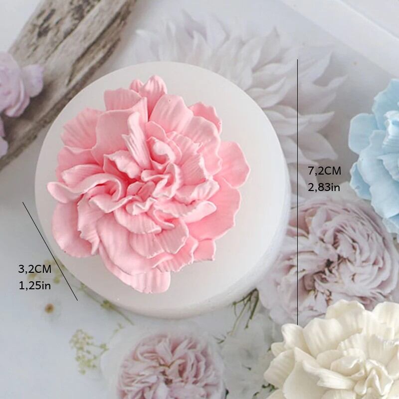 Hoa Cẩm Chướng Khuôn Silicon Xông Phòng Thạch Cao DIY Nến Làm Xà Phòng Handmade Trang Trí Kích Thước Dụng Cụ 7.2x7.2x3.2cm