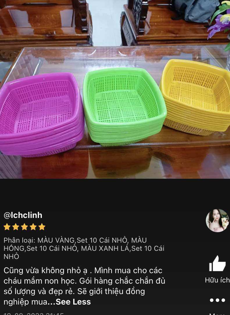 💥Set 5 Rổ VUÔNG, Cở Nhỏ, Mini Nhiều Màu (Kt: 15*5cm)