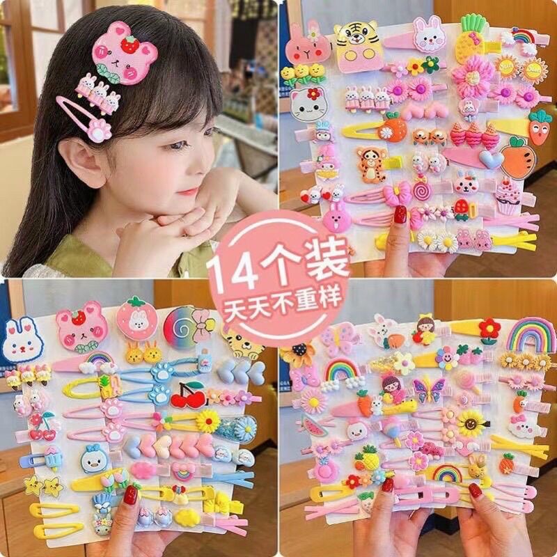 Set 14 kẹp tóc xinh xắn cho bé gái