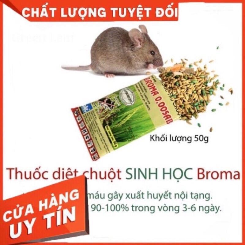 Combo 100 gói broma 50gr . Thuốc diệt chuột sinh học giá rẻ, diệt chuột mạnh
