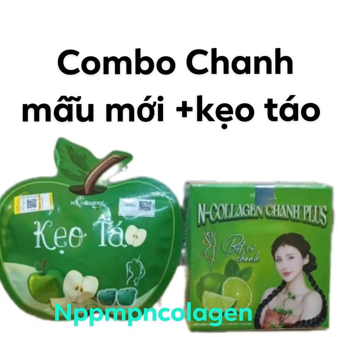 Combo trà chanh giảm cân +kẹo táo giảm mỡ bụng ncollagen